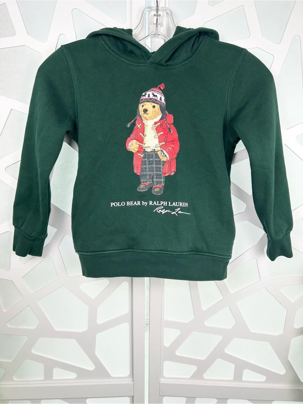 Polo Ralph Lauren Polo Bear Cotton Blend Unisex Green Sweatshirt Hoodie Pockets